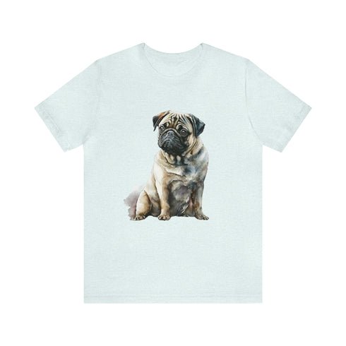 Loving Pug in Watercolor - Short Sleeve Tee Heather Ice Blue